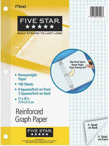 Mead® 17016 reinforced graph paper 100 sheet count