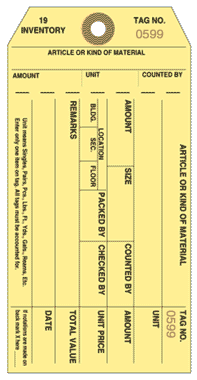 one part inventory tags