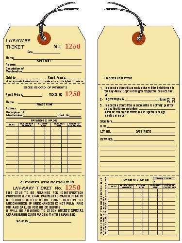 2 sided layaway tag