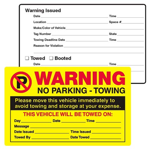 warning no parking sticker