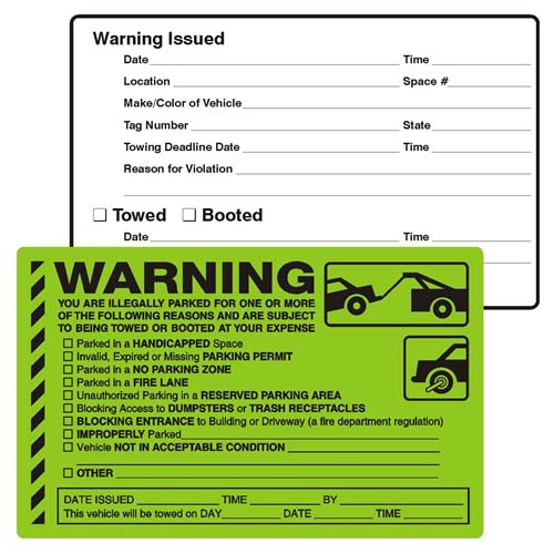 warning no parking checklist sticker