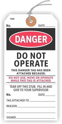 Danger Do Not Operate Tag