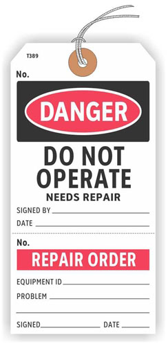 Danger Needs Repair Tag