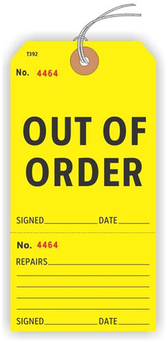out of order tag