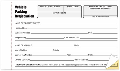 PARKING REGISTRATION TAG