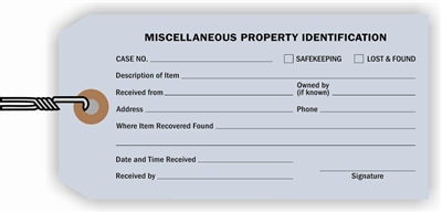 MISCELLANEOUS PROPERTY TAG LIGHT BLUE WIRED