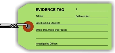 EVIDENCE TAG GREEN WIRED