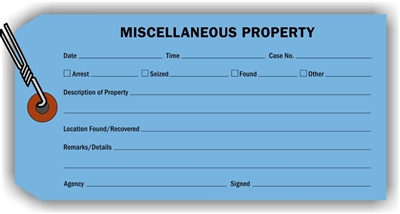 MISCELLANEOUS PROPERTY TAG DARK BLUE WIRED