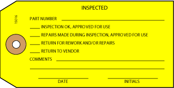 1 part inspected tag - yellow