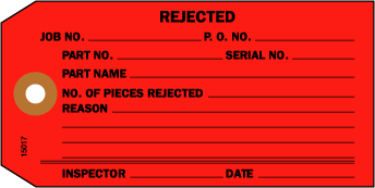 1 part rejected tag - red