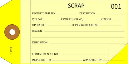 2 part scrap tag - yellow