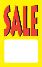 RED SALE ON YELLOW BACKGROUND SALE TAG