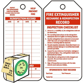 FIRE EXTINGUISHER RECHARGE AND REINSPECTION RECORD