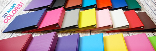 Many colors of view binders